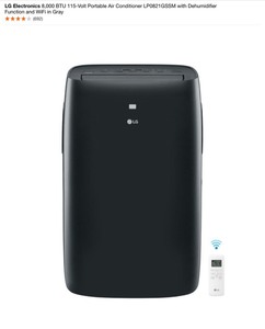 lot 85 image: LG Electronics 8,000 BTU 115-Volt Portable Air Conditioner LP0821GSSM with Dehumidifier Function and WiFi in Gray. See Pictures