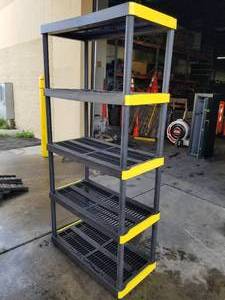 lot 1109 image: Lot of (2) Durable Plastic Shelving Units