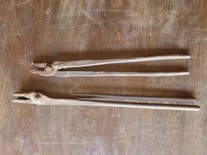 lot 67 image: Two Old Blacksmiths Tongs
