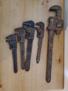lot 114 image: Collection Of Vintage Pipe Wrenches