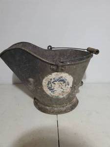 lot 155 image: Vintage Coal Bucket Filled With Vintage Railroad Spikes