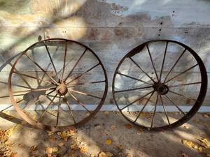 lot 208 image: Pair Of Antique Wagon Wheels
