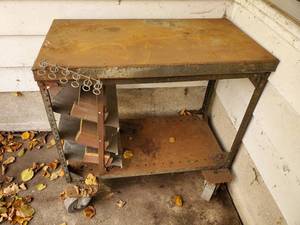 lot 238 image: Vintage Metal Rolling Shop Cart