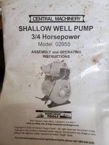 lot 240 image: Central Machinery Shallow Well Pump