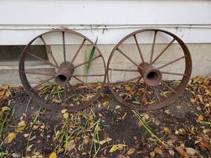 lot 255 image: Two Antique Wagon Wheels