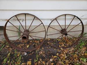 lot 257 image: Two Antique Wagon Wheels