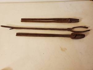 lot 275 image: Three Old Blacksmiths Tongs