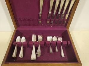 lot 1 image: Gorham Monogram 1913 Sterling Silverware Set