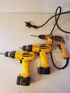 lot 296 image: Three DeWalt Drills