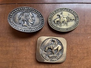 lot 359 image: Three Vintage Native American Themed Belt Buckles