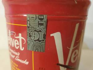 lot 389 image: Three Vintage Velvet Tobacco Tins