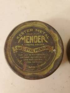 lot 393 image: Two Vintage Metal Mender Tins