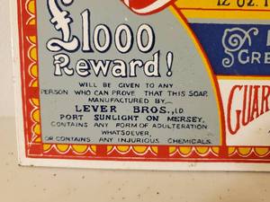 lot 405 image: Vintage Sunlight Soap Sign