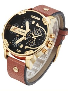 Men Dual Time Zone Quartz Watch