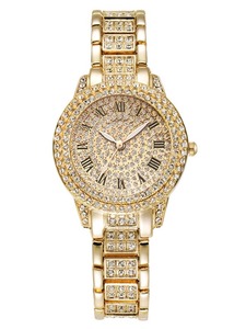 1pc Rhinestone Decor Quartz Watch & 1pc Bracelet