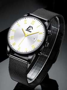 Men Mesh Strap Date Quartz Watch