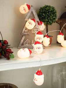 1pc Christmas String Light With 10pcs Santa Shaped Bulb