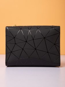 Twist Lock Geometric Pattern Flap Square Bag