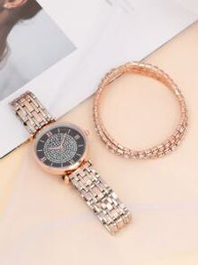 1pc Round Pointer Quartz Watch & 2pcs Bracelet