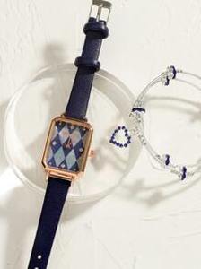 1pc Argyle Dial Quartz Watch & 1pc Bracelet