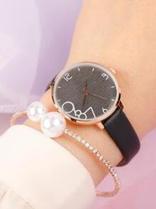 1pc Round Pointer Quartz Watch & 1pc Bracelet