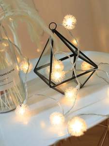 1pc 3m String Light With 20pcs Fuzzy Ball Shaped Bulb