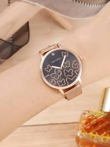 Butterfly Dial Mesh Strap Quartz Watch