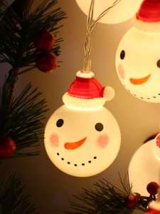 1pc String Light With 10pcs Snowman Shaped Bulb