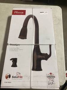 Single-Handle, Pull-Down Kitchen Faucet with Soap Dispenser - Tuscan Bronze