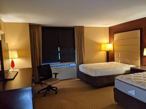 lot 142 image: Room 1011.  2 Full Beds, TV 42 LG, Small Safe, Bathroom Decor, Local Art, and More 
