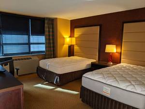 lot 67 image: Room 1301. 2 Full Beds, Mini fridge, Pedestal Sink, TV 42 LG, Small Safe, & More