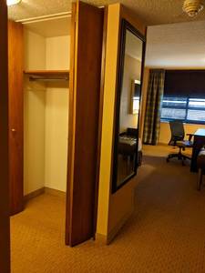 lot 30 image: Room1504. 2 Full Beds, Marble Circle Nightstand, TV 42 LG, Small Safe, & More
