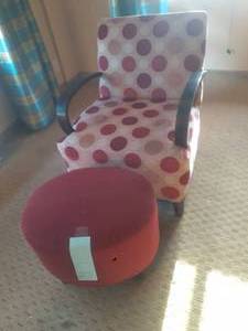 lot 271 image: Adorable Polka Dot Chair and Red Ottoman