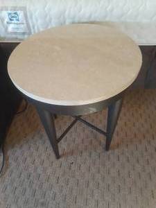 lot 272 image: Elegant Marble Circle Nightstand