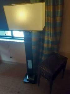 lot 273 image: Tall Square Lamp and Small Night Stand