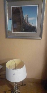 lot 694 image: Bubble Lamp and Silver Framed Sweeping Arches Wall Art