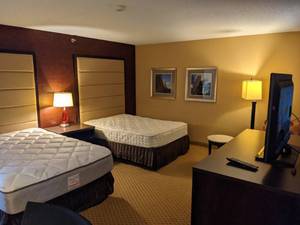 lot 35 image: Room 1510. 2 Full beds, Marble Nightstand, Mirrors, Desk, TV Stand and More