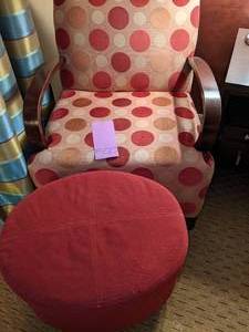 lot 500 image: Polka Dot Chair with Red Ottoman