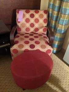 lot 517 image: Polka Dot Chair with Red Ottoman