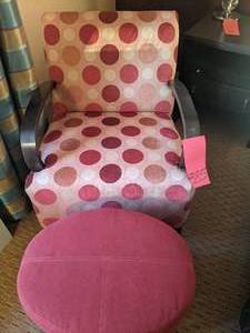 lot 385 image: Funky Polka Dot Chair with Red Ottoman