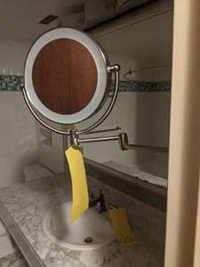 lot 405 image: Bathroom Accessories Magnifying Mirror, Towel Bars, & More