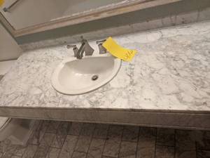 lot 406 image: Large Bathroom Marbled White Counter with Sink