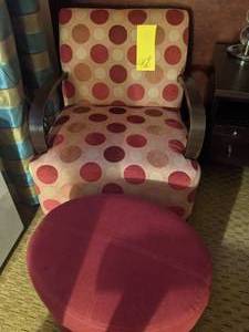 lot 468 image: Polka Dot Chair with Red Ottoman