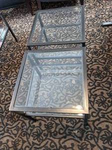 lot 204 image: Pair of Square Glass End Tables
