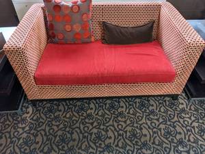 lot 207 image: Comfy Loveseat with Cushion and Pillows