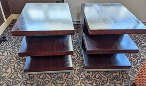 lot 208 image: Unique Set of 2 End Tables with Shelves