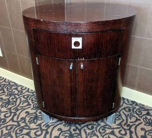 lot 211 image: Gorgeous Small Round Accent Cabinet