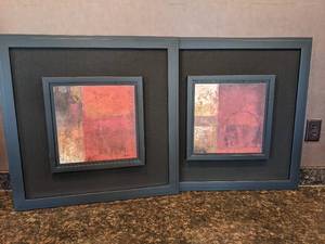 lot 216 image: Lot of 2 Beautiful Abstract Framed and Matted Artwork