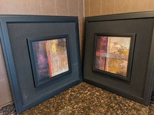lot 217 image: Lot of 2 Beautiful Abstract Framed and Matted Artwork