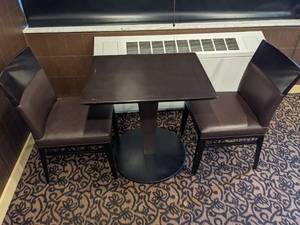 lot 221 image: Set of (2) Caf Chairs & Small Rectangular Pedestal Table